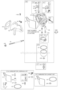 Page B Diagram and Parts List for 19K400 0110-0115 Briggs and Stratton Engine